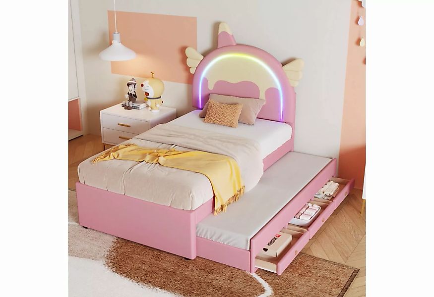 NMonet Polsterbett Kinderbett Stauraumbett( LED-Beleuchtung) (Geeignet für günstig online kaufen