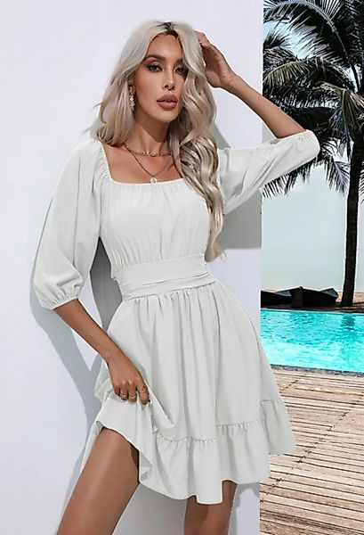 SEGUEN Sommerkleid Gerafftes Kleid mit quadratischem Ausschnitt Kurze Riemc günstig online kaufen