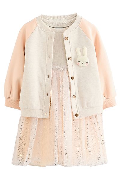 Next Tüllkleid Langärmeliges Kleid und Strickjacke, günstig online kaufen