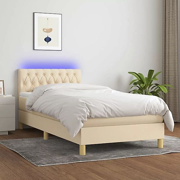 Vidaxl Boxspringbett Mit Matratze & Led Creme 90x200 Cm Stoff günstig online kaufen