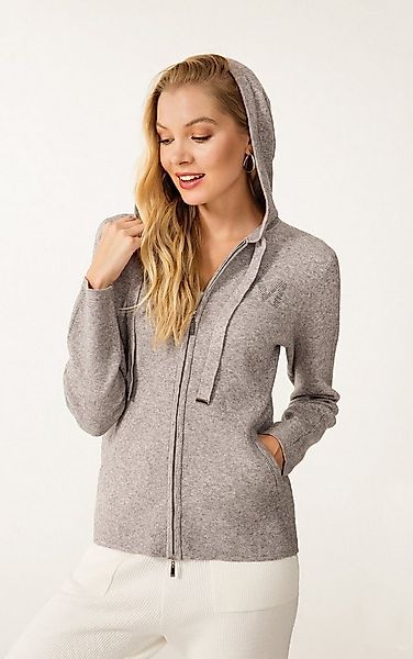 Passioni Kapuzenstrickjacke mit Glitzer-Schriftzug günstig online kaufen
