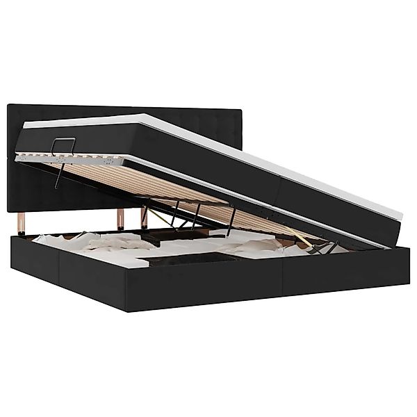 vidaXL Bett mit Stauraum und LED Schwarz 200 x 200 cm Samt 3372173 günstig online kaufen