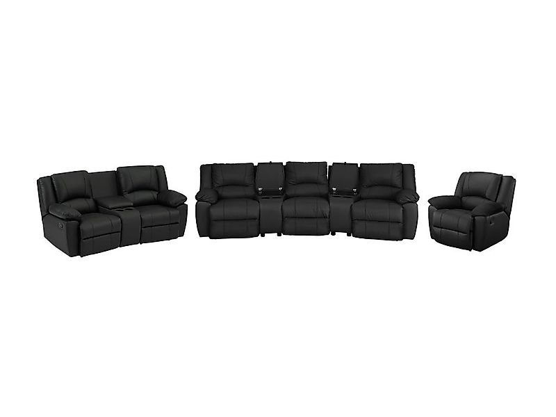 Relaxgarnitur 3- + 2-Sitzer & Relaxsessel - Rindsleder - Schwarz - AROMA günstig online kaufen