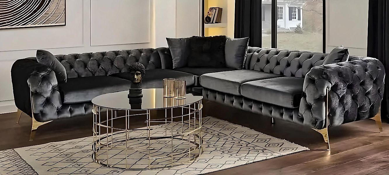 JulietHome Chesterfield-Sofa Black Diamond, L-Form, Made günstig online kaufen