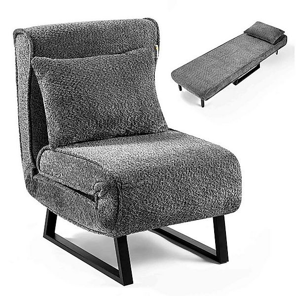 Makika Relaxliege Schlafsessel Schlafsofa Boucle Lea klappbar in Grau günstig online kaufen