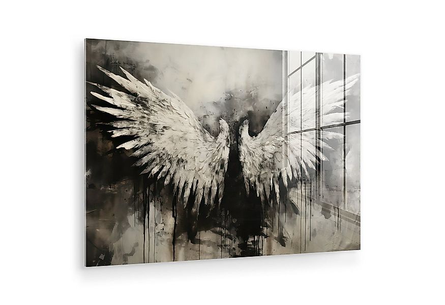 MuchoWow Acrylglasbild Flügel - Engel - Schwarz - Weiß - Abstrakt, Inkl. Au günstig online kaufen