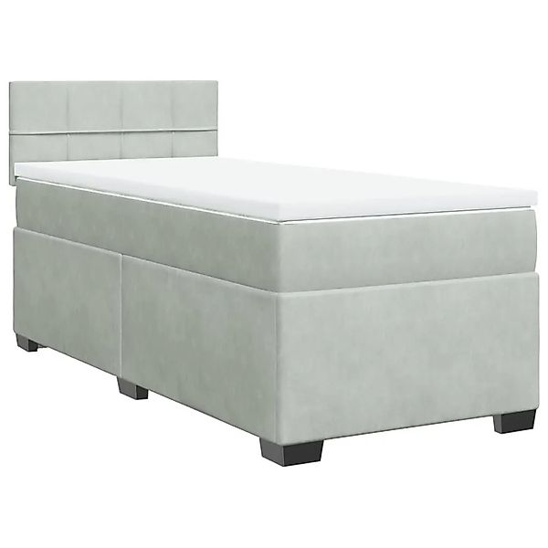 vidaXL Boxspringbett mit Matratze Hellgrau 90x200 cm Samt 3286222 günstig online kaufen
