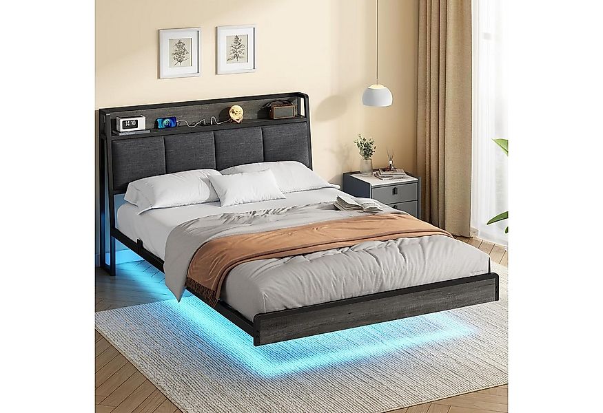 KIMENICH Polsterbett mit USB Ladefunktion und LED-Beleuchtung, Schwebender günstig online kaufen