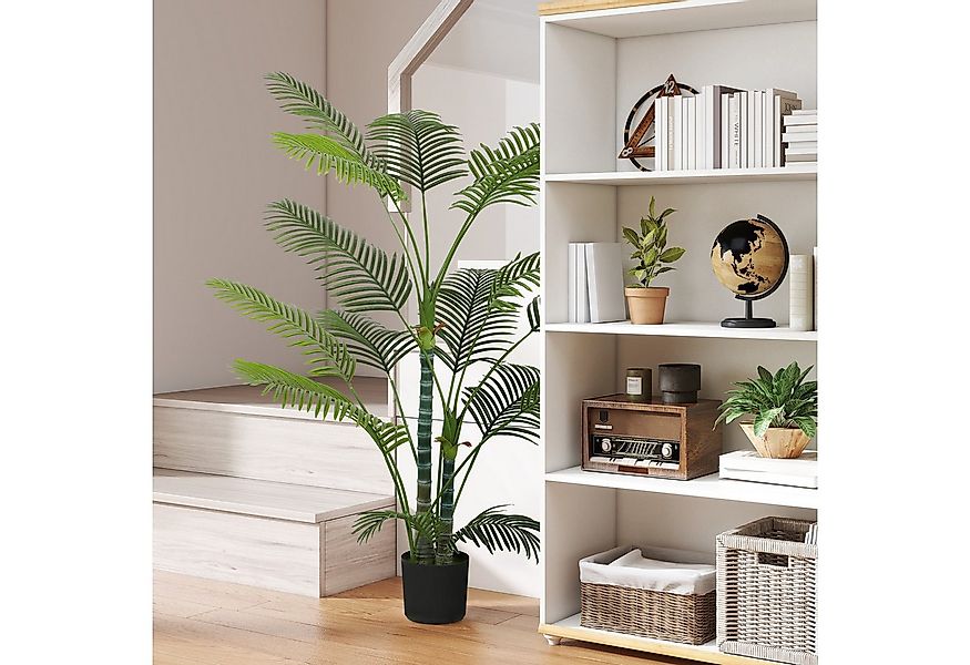 Kunstpflanze groß Künstliche Pflanze im Topf mit beflocktem Stoff Palme, HO günstig online kaufen