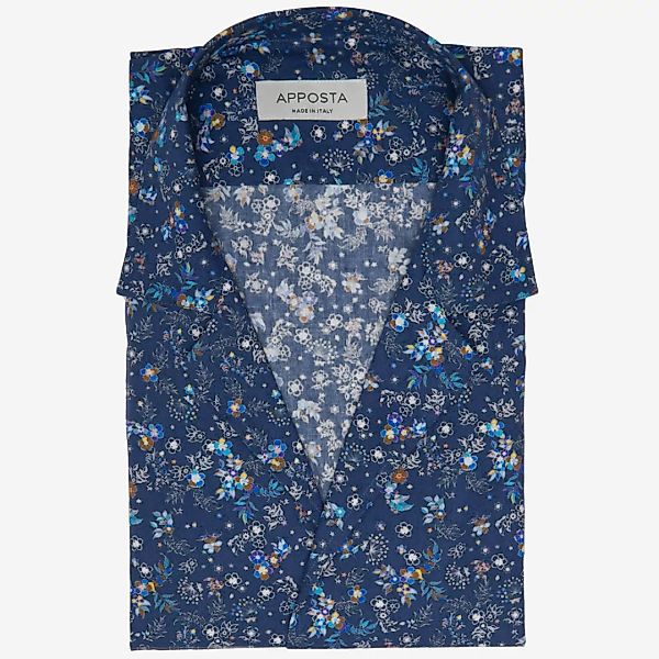 Hemd  blumenmuster  marineblau 100% reine baumwolle popeline, kragenform  r günstig online kaufen