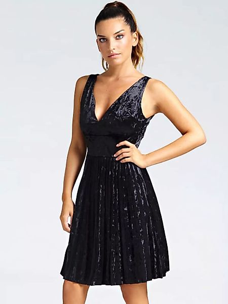 Kleid Plisseerock Samtoptik günstig online kaufen