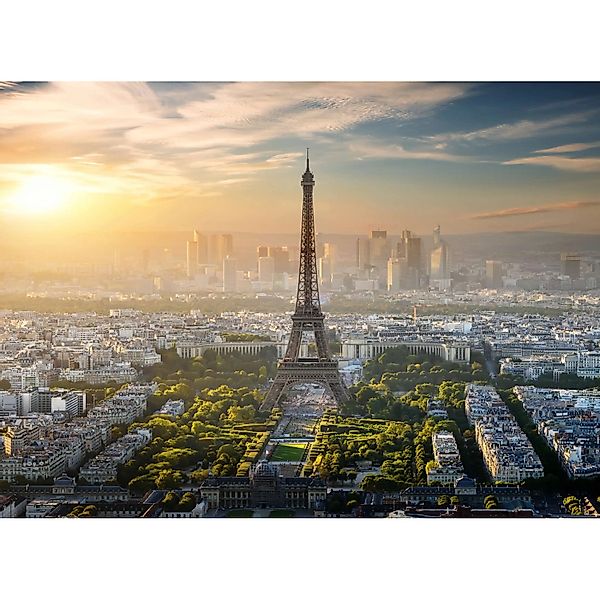 Fototapete Paris Eiffelturm Grün Grau Gelb 3,50 m x 2,55 m FSC® günstig online kaufen