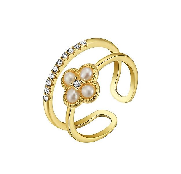 Runde Perlé Silberring zarter Kleeblatt Ring, Perlenring, 925 Sterling Silb günstig online kaufen