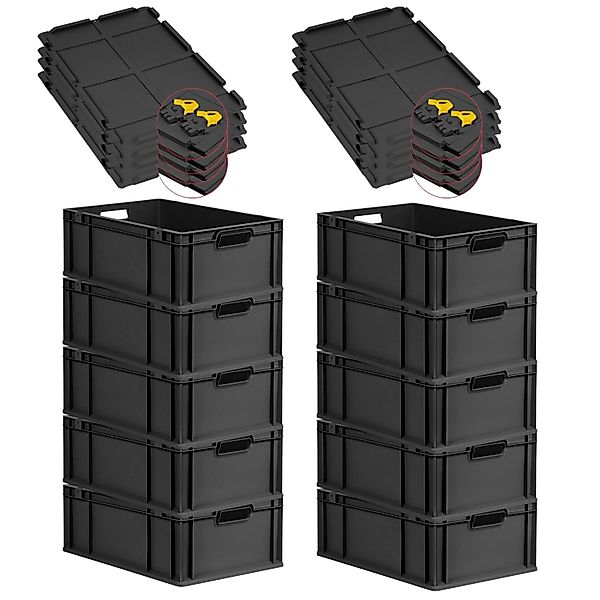 PROREGAL SuperSparSet 10x Eurobox Nextgen Grip Mit Scharnierdeckel Und Gelb günstig online kaufen
