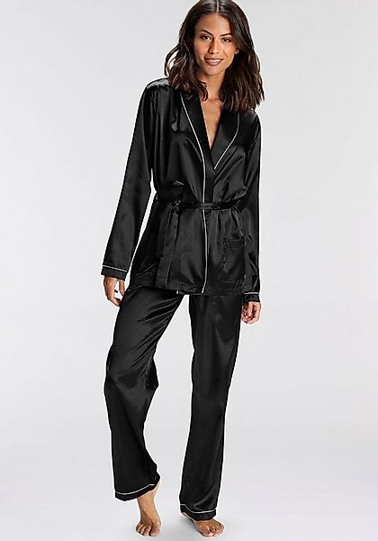 Bruno Banani Pyjama (2 tlg., 1 Stück) Satin mit Kontrastpaspel-Details günstig online kaufen