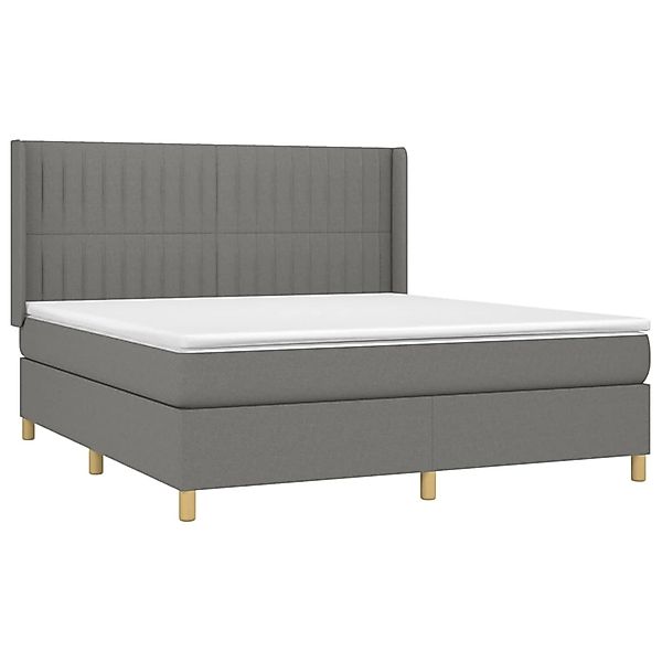 vidaXL Boxspringbett mit Matratze & LED Dunkelgrau 160x200 cm Stoff 3139046 günstig online kaufen