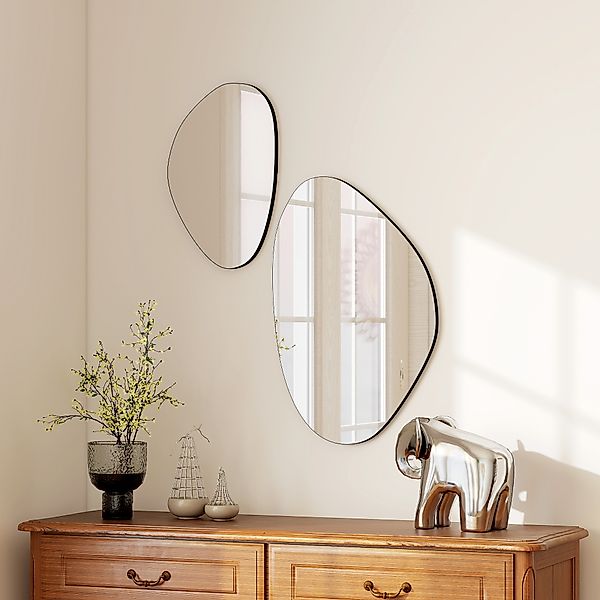 HOMCOM Wandspiegel 2er-Set 70 x 46 cm, 49,5 x 31 cm Fenster Spiegel mit Met günstig online kaufen