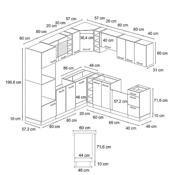 Vicco Winkelküche R-Line, Weiß Landhaus/Goldkraft Eiche, günstig online kaufen