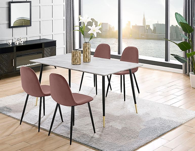 Leonique Essgruppe "Eadwine, TOPSELLER Tisch plus 4 Stühle, Sitzgruppe" Set günstig online kaufen
