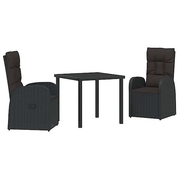 vidaXL Garten Essgruppe mit Kissen 3-Tlg Schwarz Poly Rattan 3379506 günstig online kaufen