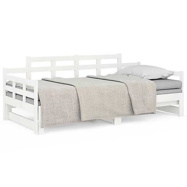 vidaXL Gästebett Tagesbett Gästebett Ausziehbar Weiß Massivholz Kiefer 2x90 günstig online kaufen