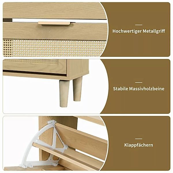 MODFU Schuhschrank aus Rattan (1-St., Maße: 100 x 25 x 90 cm) mit Metallgri günstig online kaufen