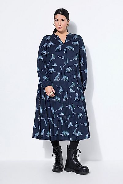 Studio Untold Maxikleid Maxikleid Leoparden V-Ausschnitt Volants günstig online kaufen
