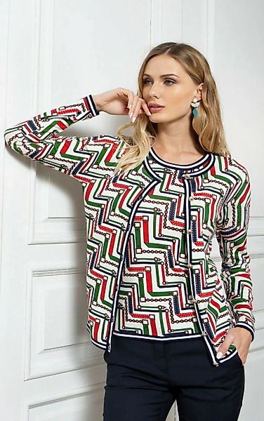 Passioni Cardigan Twinset mit klassischem Schal-Print günstig online kaufen