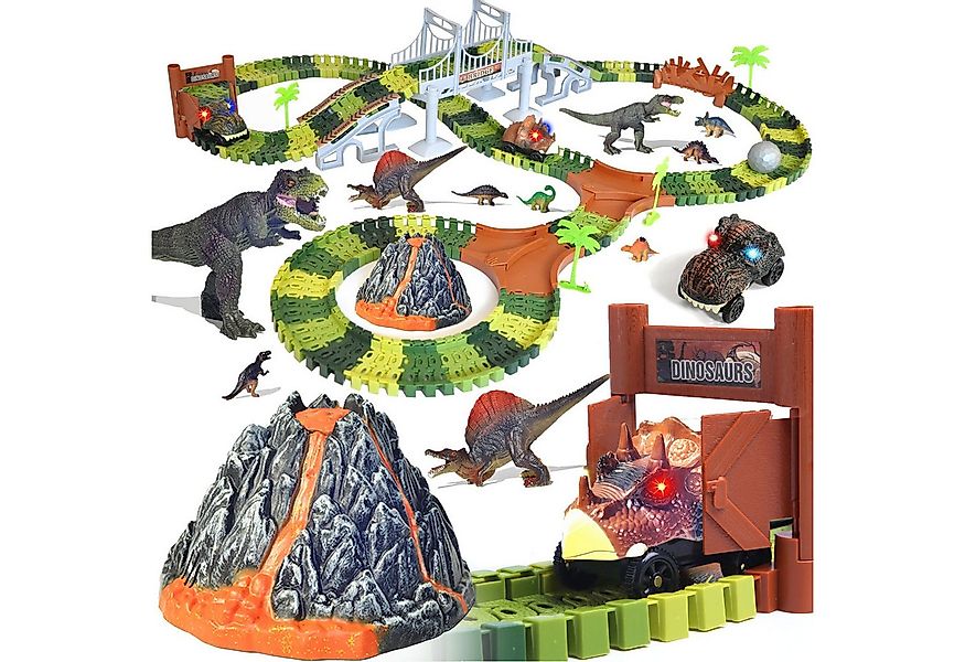 DINO SONO Autorennbahn Dinosaurier Vulkan Autorennbahn Spielzeug Rennstreck günstig online kaufen