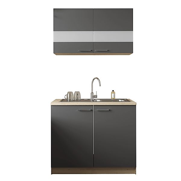 Respekta Küchenmöbel-Set 1 Merle 100 cm Grau günstig online kaufen