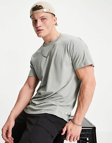 Tom Tailor – T-Shirt aus Leinengemisch in Olivgrün günstig online kaufen