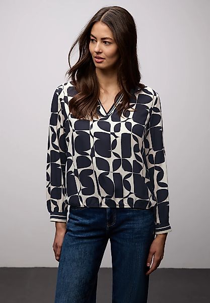 STREET ONE Langarmbluse mit grafischem Muster und Tape-Details günstig online kaufen