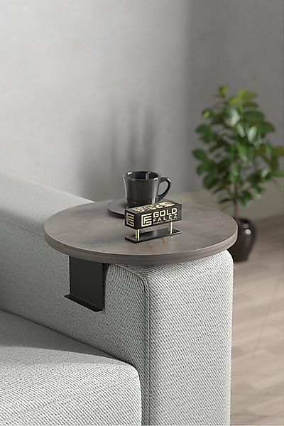 en.casa Beistelltisch (1-St), Klemmt am Sofa-Arm, runde Platte, Dekor Gordi günstig online kaufen