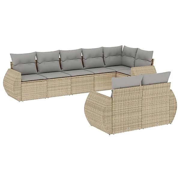vidaXL 8-Tlg Garten-Sofagarnitur mit Kissen Beige Poly Rattan 3221618 günstig online kaufen