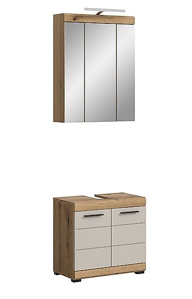 furnling Badmöbel-Set Scott, (2-St., LED-Spiegelschrank & Waschbeckenunters günstig online kaufen