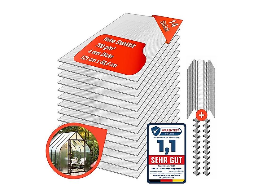 exeta Hohlkammerplatte Gewächshausplatten 4mm 14 Stck. 60,5 x 121 cm Polyca günstig online kaufen