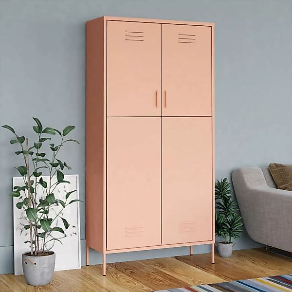 vidaXL Spind Kleiderschrank Spind Rosa 90x50x180 cm Stahl günstig online kaufen