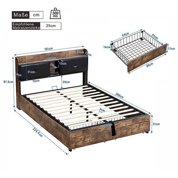 HAUSS SPOLE Metallbett 160 x 200 cm, Hydraulikbett, mit Stauraum-Kopfteil O günstig online kaufen