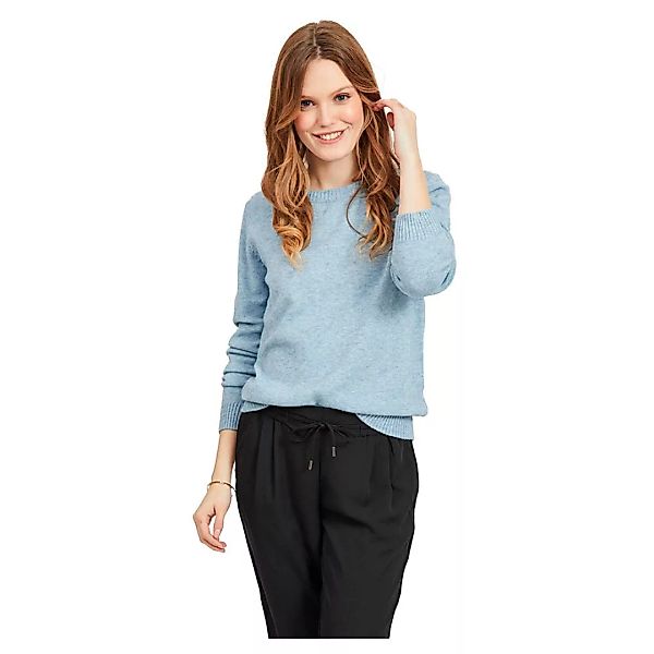 Vila Ril Langärmliger Pullover Mit O-ausschnitt XL Ashley Blue / Detail Mel günstig online kaufen