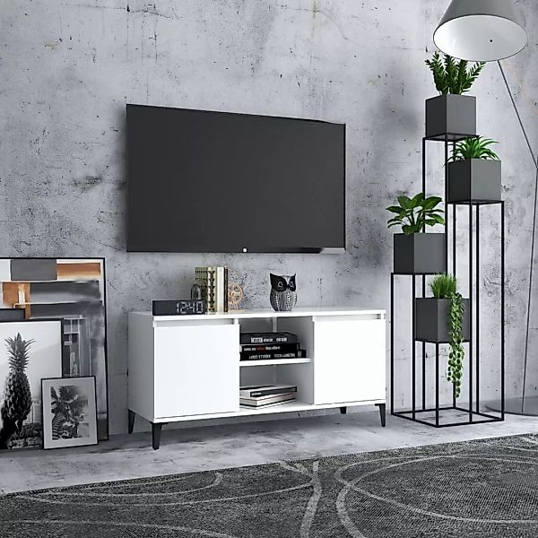 Tv-schrank Mit Metallbeinen Weiß 103,5x35x50 Cm günstig online kaufen