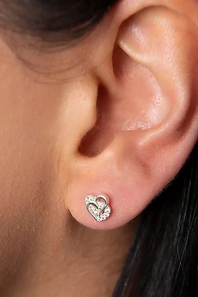 Einzelstück Paar Ohrstecker Ohrstecker Ohrringe 925 Sterling Silber Herz TW günstig online kaufen