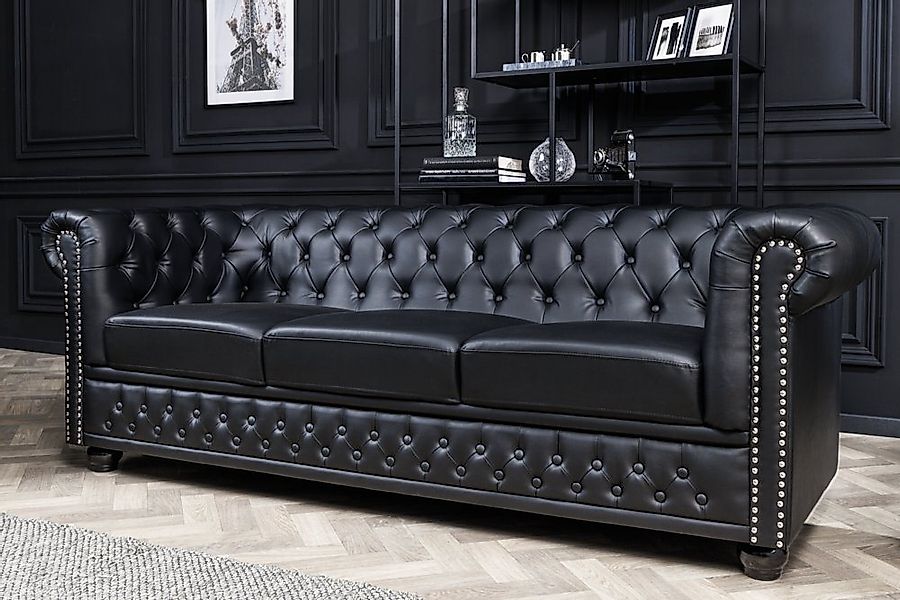 riess-ambiente 3-Sitzer CHESTERFIELD 205cm schwarz, Einzelartikel 1 Teile, günstig online kaufen