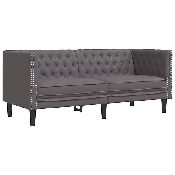 vidaXL Sofa Chesterfield-Sofa 2-Sitzer Grau Kunstleder günstig online kaufen