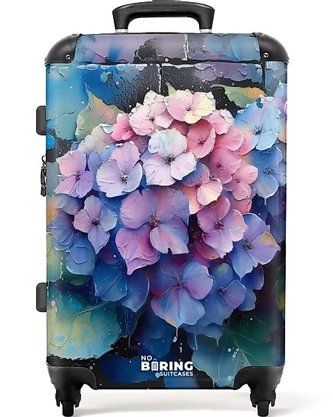 NoBoringSuitcases.com© Hartschalen-Trolley Hortensienblüten im Graffiti-Sti günstig online kaufen