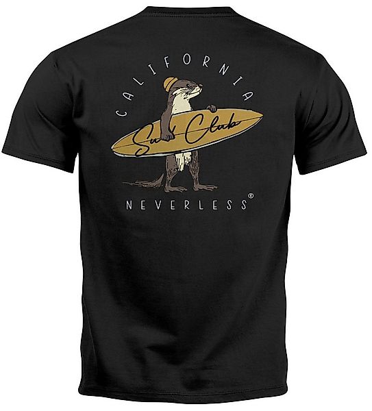 Neverless Print-Shirt Herren T-Shirt Backprint California Surfing Otter mit günstig online kaufen