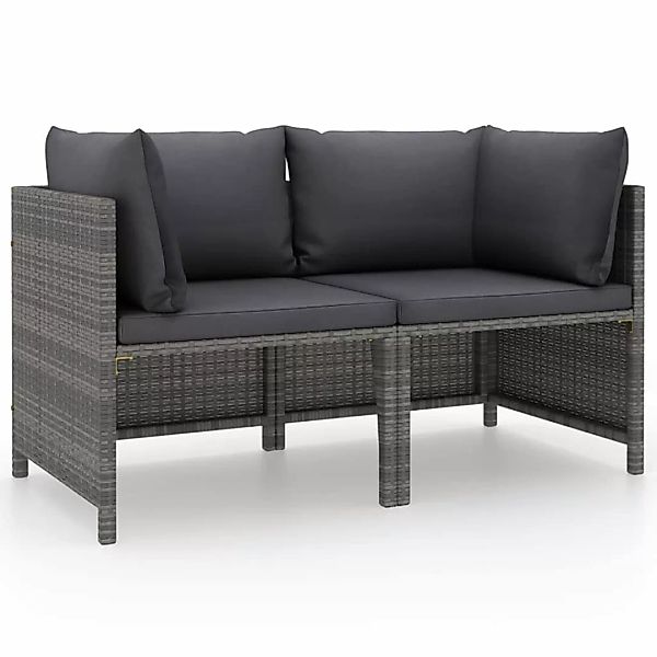 2-sitzer-gartensofa Mit Polstern Grau Poly Rattan günstig online kaufen