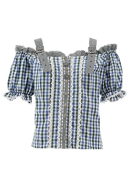 OS Trachten Trachtenbluse Qidari Tailliert, Träger und Puffärmel, Spitze günstig online kaufen