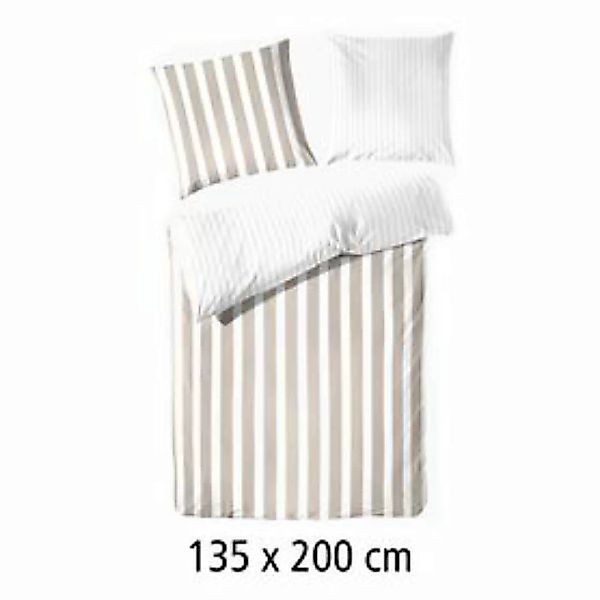 Perkal-Bettwäsche gestreift Taupe-weiß 135x200 cm günstig online kaufen