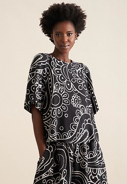 seidensticker Shirtbluse "Schwarze Rose" 1/2 Rundhals Paisley günstig online kaufen