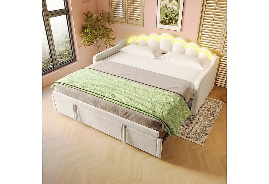 Flieks Daybett, LED Tagesbett Schlafsofa Kinderbett umwandelbar 90x200cm/18 günstig online kaufen